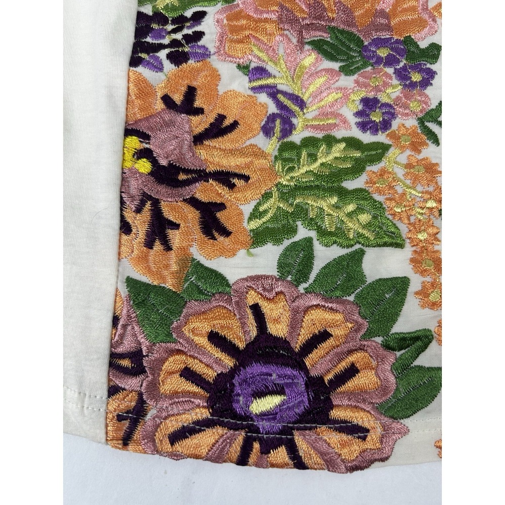 Anthropologie Tiny Marin Floral Embroidered Pink Orange Tank Size Medium - Picture 7 of 9